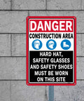 2 Pack Danger Construction Area PPE Must Be Worn Signs 14 Inch By 10 Inch Rust Free Aluminum Outdoor Ready To Install