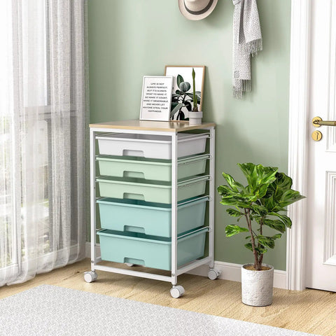 Truly Clutch Rolling Cart With Drawers Featuring Five Deep Slide Out Compartments In Classic Light Green Designed To Tackle Daily Clutter And Keep Your Belongings Securely Stashed And Totally Organized