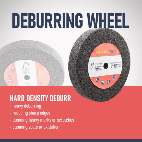 6 Inch Nylon Fiber Buffing Wheels Pack Of 3 With 180 Grit Deburring And Polishing Discs ideal for bench grinders and heavy deburring.