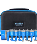 Front view of Diamond Hole Saw Kit With Pilot Bit For Marble Granite Ceramic Porcelain Tile And More, 11 Piece Set with tool bag