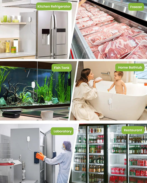 WiFi Freezer Thermometer Alarm With Digital Monitor Hub, App And Email Alerts, 2 Year Data Export, No Subscription Fee, 2 Remote Temperature Sensors For Home Refrigerator And Freezer on refrigerator