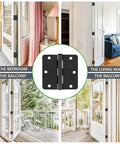 Top Shelf Matte Black Interior Door Hinges 3 1/2 Inch 1/4 Radius Flat Iron Hardware in various home settings.