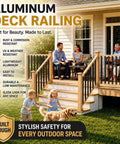 Rock Solid Black Aluminum Balusters 50 Pack 32 25 Inch Rust Proof Deck Spindles With Screws And Spacing Jig For Porch Staircase Balcony Railings Built Tough No Sweat Upgrade on a stylish outdoor deck.