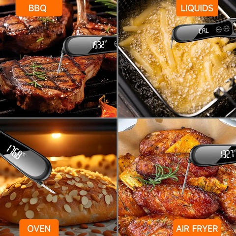Digital Meat Thermometer Instant Read In 1 Second For Grilling, BBQ, Frying, Candy, Turkey And More With IP67 Waterproof