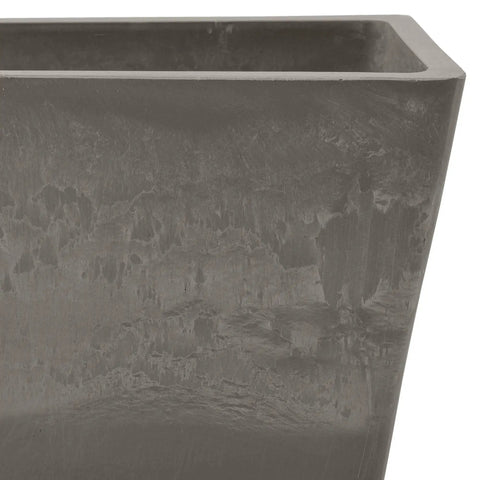 Close-up of Lightweight Cement Style Window Box Planter Made From Plastic Stone Wood Composite, detailed texture visible.