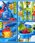 Close-up of colorful 3 In 1 Flower Shape Water Table With Pump For Toddlers And Kids Ages 3 To 8 with accessories and water stream