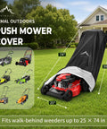Badass Heavy Duty Waterproof Push Lawn Mower Cover Universal Fit With Double Stitched 600D Oxford Cloth on mowers, 25 x 74 in.