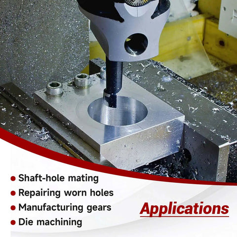 Twelve Piece Three Inch Boring Head Set With R8 Shank And Three Quarter Inch Carbide Boring Bars For Milling in action