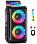 Bluetooth Party Speaker With Colorful Lights, Party Ready Wireless Karaoke Speaker With HD Loud Sound And Boomin Bass