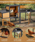 Wooden Chicken Coop For 2 To 4 Chickens With Run And 2 Nesting Boxes 2 Roost Bars PVC Windows Weather Resistant Roof
