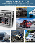 Six Way Fuse Block With LED Indicator 12V Marine Fuse Box For RV Boat Motorcycle And Your Ride 6 Circuit Blade Fuse Block With Waterproof Cover Includes 12 Fuses And Tip Stickers, waterproof cover on 6-slot fuse block