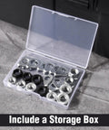 24 Piece Bike Wheel Flanged Axle Nut Kit With 12 Nuts And 12 Safety Washers M8 M9.5 M10 For Front And Rear Wheel Hubs in storage box