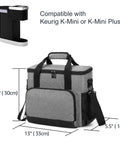 Portable Coffee Maker Travel Bag For Keurig K Mini And K Mini Plus With Multiple Pockets Grab And Go Style Gray Carry Case