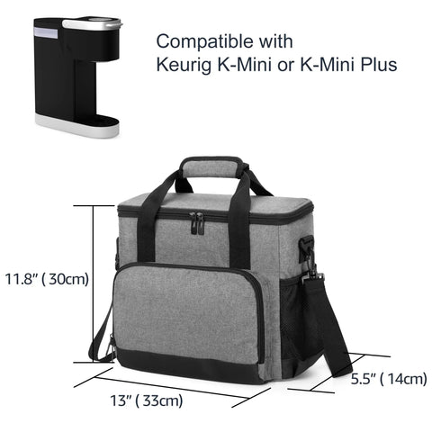 Portable Coffee Maker Travel Bag For Keurig K Mini And K Mini Plus With Multiple Pockets Grab And Go Style Gray Carry Case