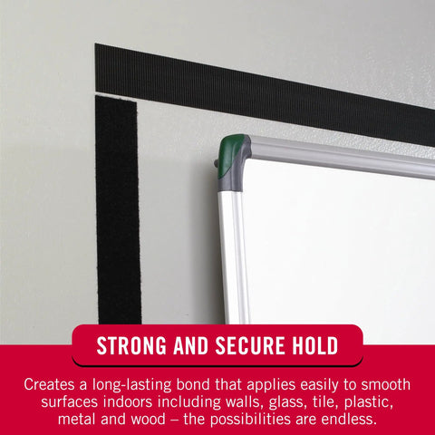 Sticky Back Hook And Loop Fasteners Peel And Stick Tape for strong hold on board, 30 foot roll, black, easy organization