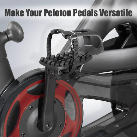 Toe Clip Cage Adapters For Look Delta Pedals Convert Peloton And Spin Bike Pedals To Toe Clip Straps installed on bike