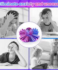 3D Printed Gear Sphere Fidget Toy For Sensory Stress Relief And Chill, shown in deep purple amid stressed individuals