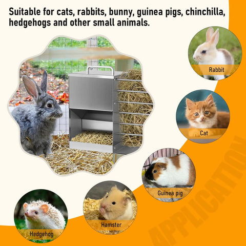 Top Notch Bunny Hopper And Premium Hay Holder For Indoor Cages Featuring Leak Proof Storage and Effortless Scrub Down Routine That Keeps Your Little Guys Properly Fed Without Any Fuss with rabbit and food holder.