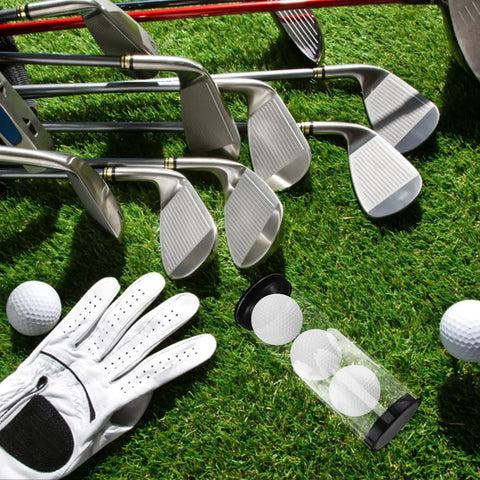 Clear Golf Ball Display Tubes With Caps, See Through PVC Ball Holders with golf clubs and glove on grass