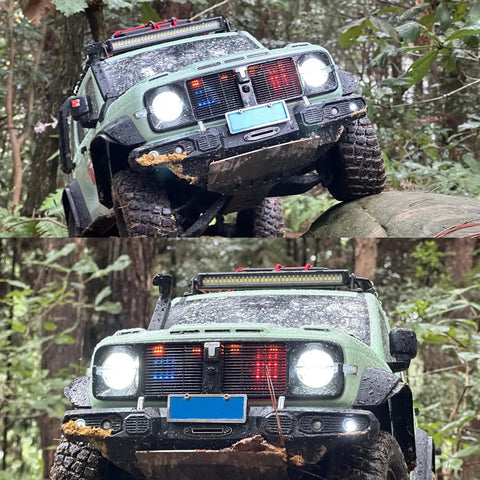 Beefy 30 LED 5.3 Inch Aluminum Roof Light Bar For RC Crawlers on RC car navigating rocky terrain