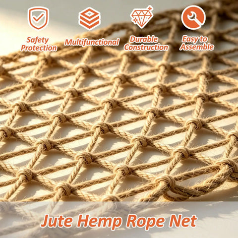 Heavy Duty Natural Jute Hemp Rope Net For Balcony And Stair Rails Straight Up Safe For Kiddos With Rock Solid Weave That Hangs Tough In Rain Or Shine Built To Last So Parents Can Chill And Sleep Easy Tonight