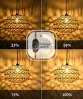 Boho Macrame Pendant Light With Plug In Cord And Dimmer Switch Dark Linen Hemp Rope Lampshade Hanging Light Fixture For Bedroom And Living Room Easy Plug In Bohemian Decor showcasing dimmer settings from 25% to 100%.