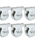 6 Pack Zinc Plated Wall Mount Pulleys, Fixed One And A Half Inch Cable Pulleys With 6 Screw Holes, silver pulleys with 420 lb capacity