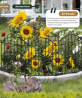 34ft 32 Panel Arch Metal Garden Fence For Rabbits And Dogs Rustproof Border Fencing With sunflowers and rabbits.