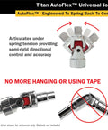 Auto Flex Universal Joint for Three Eighths Inch Drive with Chrome Vanadium Construction shown with articulating feature
