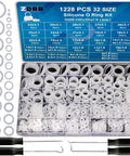 ZDBB silicone O-ring kit, 1228 pieces, 32 sizes, clear rings in a storage case with hook and pick tools.