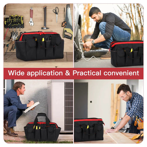 Pro Grade 16 Inch Tool Bag Organizer With 17 Pockets And Adjustable Shoulder Strap For Men And DIYers Portable Toolbox capabilities