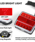 Front view of magnetic LED trailer light kit with red dual-lens tail light, license-plate light, and strong magnet.
