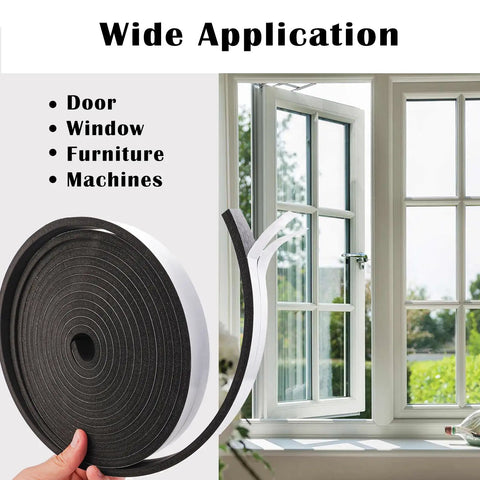 Rock Solid Heavy Duty Closed Cell Foam Weather Stripping For Doors And Windows Self Adhesive 1 4 Inch By 1 8 Inch Tape 3 Pack Set on window.