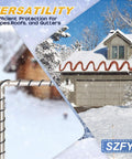 Heavy Duty Water Pipe Heat Tape for Freeze Protection, Roof and Gutter Deicing Cable shown on snowy roof and pipe