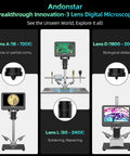 HDMI Soldering Digital Microscope 7 Inch With 3 Lens System, 2000x Magnification, 2160P UHD Video, Helping Hands Stand, Coin Full View