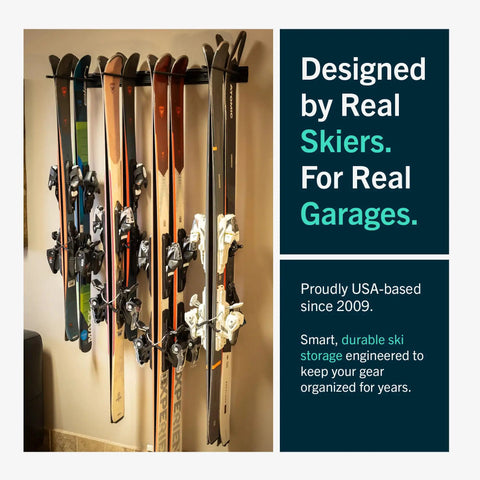 Heavy Duty Ski Rack Wall Mount Stack Your Stash In The Garage Holds Eight Pairs Of Skis And Snowboards Solid As A Rock Organization Setup For Real Riders Who Want Clean Space
