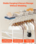 Heavy Duty Carbon Steel Wall Mounted Wire Shelf Kit Set Of 2 with hats and clothing, supporting 40 lbs, features 4 support rods.