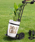 Heavy Duty Plant Caddy With Wheels Featuring Ergonomic Y Shape Handle And Non Slip Grip Smooth Rolling Garden Dolly For Moving Tall Flower Pots, carrying potted plants on grass.