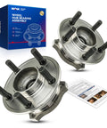 Rear Wheel Bearing Hub Assembly 5-Lug 2-Piece Direct Fit Kit Fits 2005-2009 Chrysler 300 RWD, 2007-2009 Dodge Charger RWD, 2005-2008 Dodge Magnum RWD product image showing two wheel hub units, packaging, and instructions.