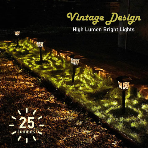 Ultra Bright 25 Lumen Solar Pathway Lights 6 Pack SMD LED Outdoor Waterproof IP65 Auto On Off Glass For Yard Garden Path Landscape Lawn Walkway Lighting Easy Setup And Low Maintenance