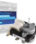 Upgraded Refrigerator Evaporator Fan Motor Replacement W10189703 with BlueStars packaging shown