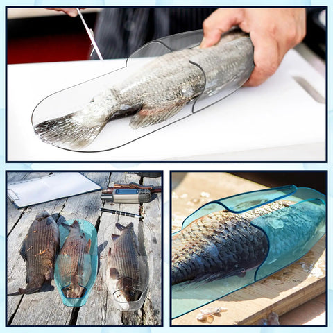 Two Pack Crappie Fast Check Fish Measuring Board 13.5 By 5.3 Inches Plastic Ruler For Quick Length Estimates, Easy Clean Bump Board Kit In Blue And White, measuring fish