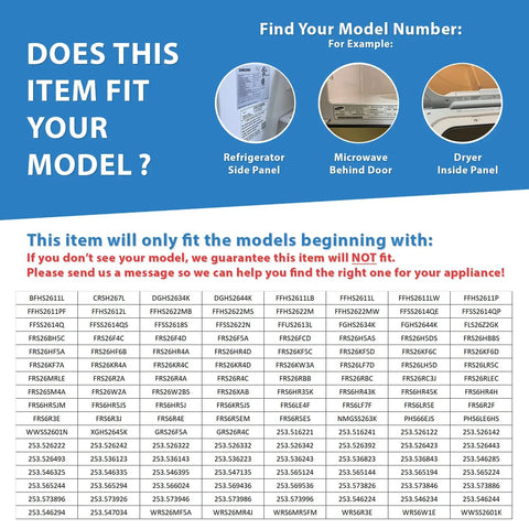 Model compatibility list for Upgraded Fridge Door Shelf Replacement Bin 240323001 For Frigidaire and Kenmore