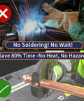 Comparison of welding and hydraulic press tool use with 3/4 Inch Copper Press Fittings Coupling With Stop Zero Lead P To P, 10 Pack For Plumbing.