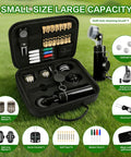 All In One Golf Accessories Kit With Towel Club Brush Groove Cleaner Golf Balls Tees Score Counter Ball Line Marker Divot Repair Tool And Color Ball Markers A Sweet Gift For Real Men Golfers displayed with tools inside open case