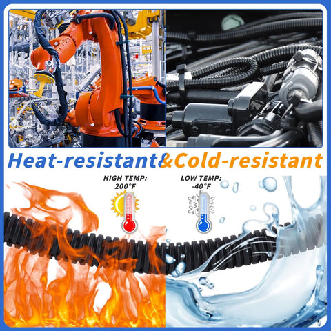 Heavy Duty Split Wire Loom Tubing, One Quarter Inch Wire Protector Conduit, heat-resistant and cold-resistant for harsh environments