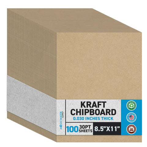 Heavy Duty Kraft Chipboard Sheets 8.5x11 Inches 100 Pack 30 Pt Thick Paperboard For Scrapbooking Books Picture Frame Backing Arts And Crafts DIY Projects