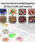 Clear Bead Organizer Storage Box Set With 31 Hinged Lid Containers for crafts and jewelry, holding beads, screws, pills, buttons