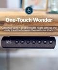 Heavy Duty Dual Motor Electric Standing Desk With Smooth Height Adjustment and Killer Ergonomic Wrist Relief Edge Built On A Solid Frame With Top Shelf Reclaimed Wood Top In Slate For Home Office, featuring programmable height control.