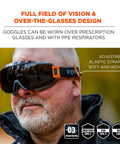 Man wearing OTG Protective Safety Goggles You Can Rock Over Your Glasses, Anti Fog Tech, Indirect Venting, ANSI Z87.1 Compliant